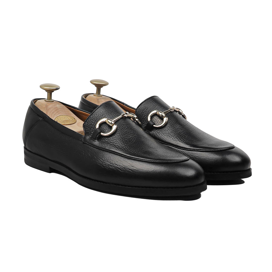 Megumy - Men's Black Pebble Grain Leather Loafer