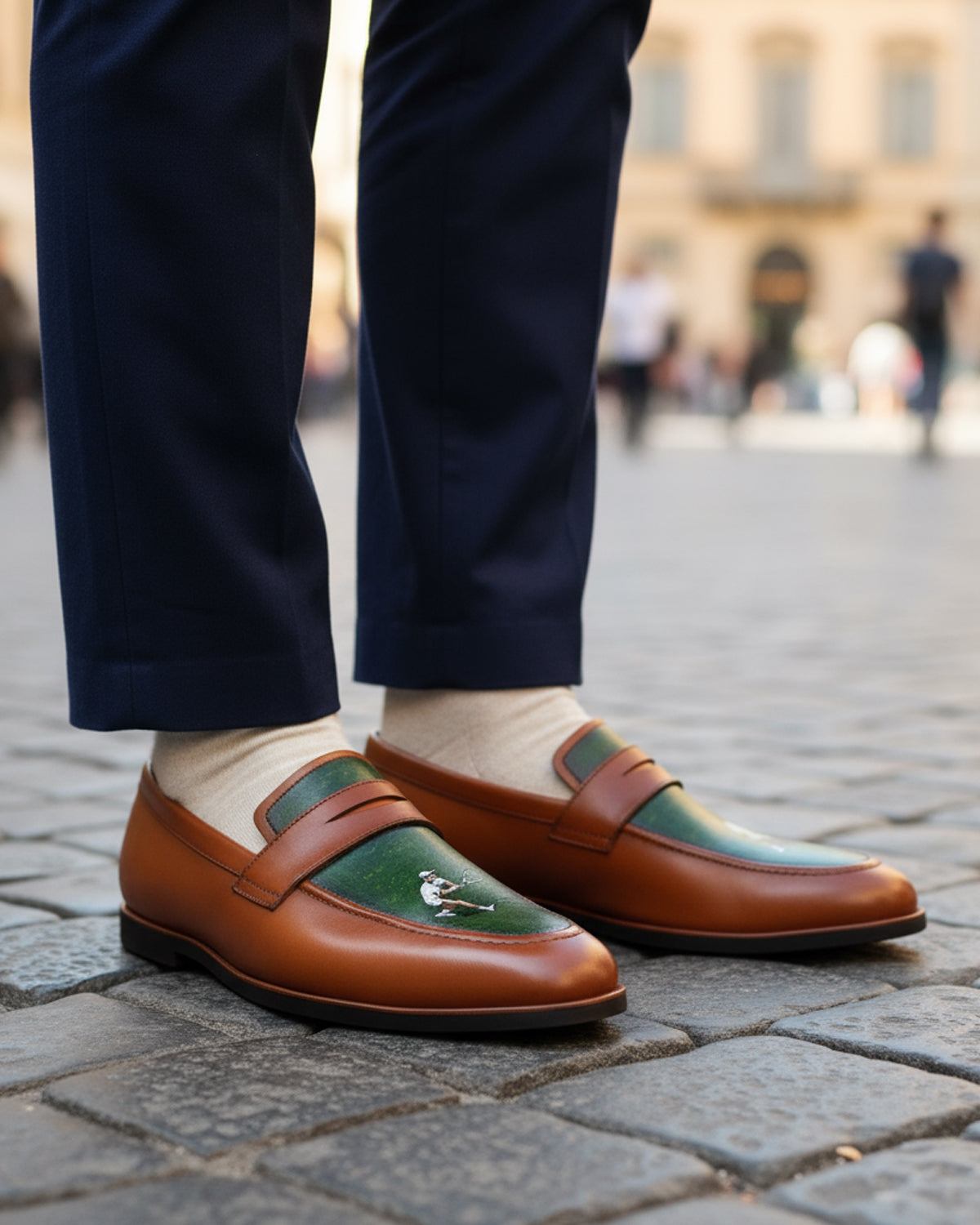 Atelier - Men's Orange Hand Painted Loafer