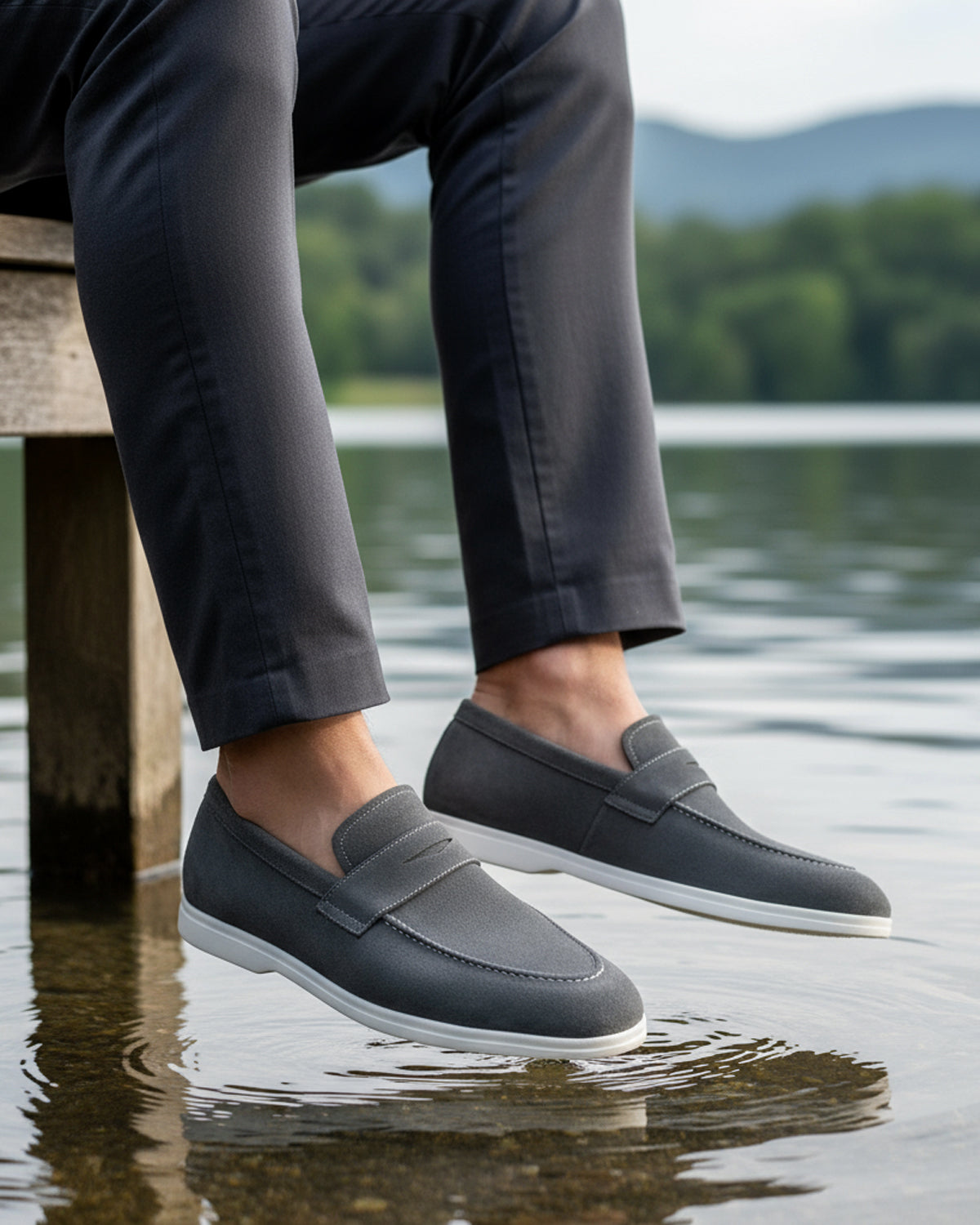 Harlow - Men's Charcoal Grey Suede Loafer
