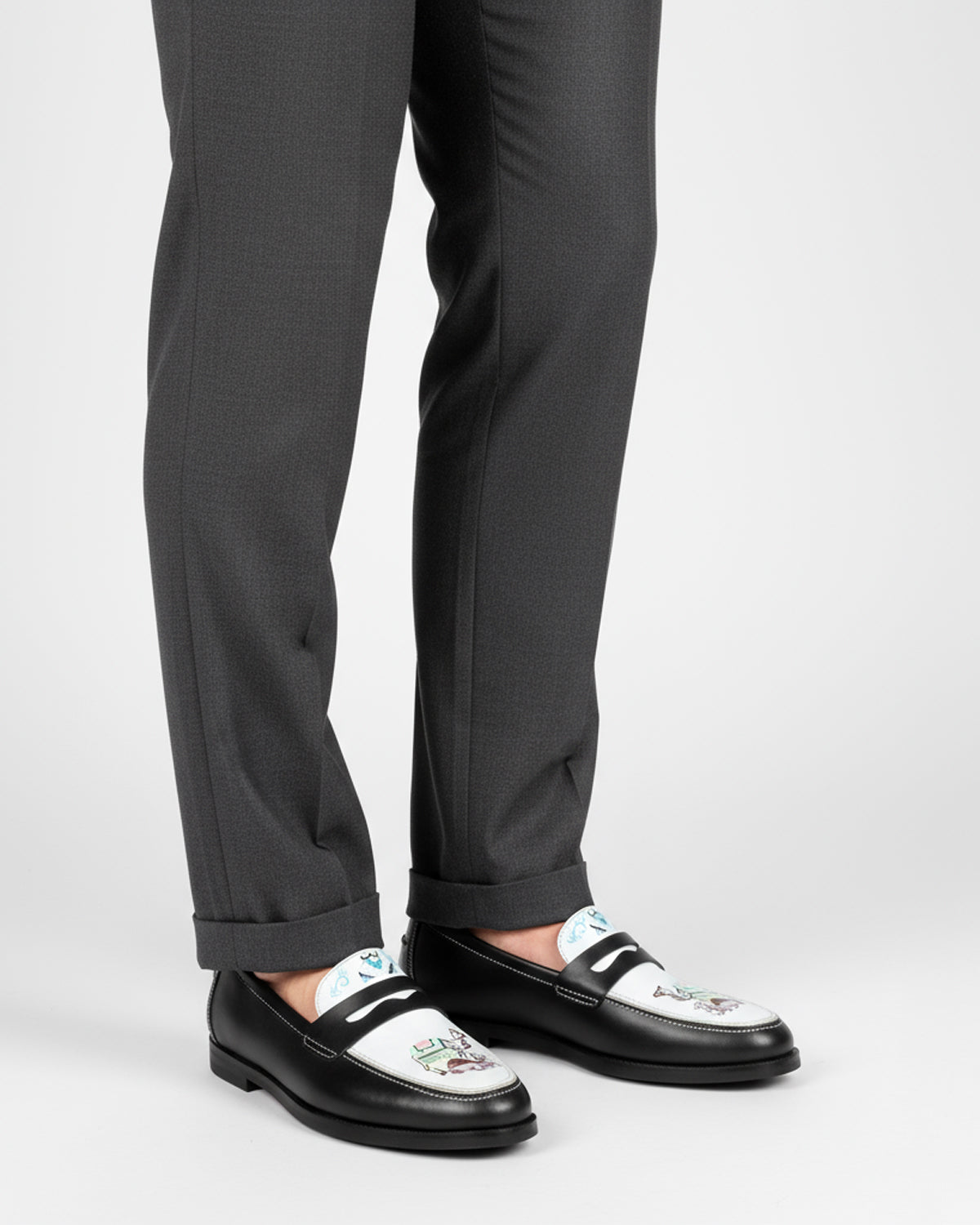 Osven - Men's Black Hand Painted Loafer