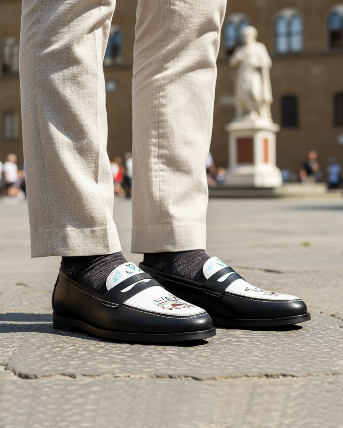 Osven - Men's Black Hand Painted Loafer