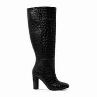 Elsie - Ladies Black Patent Leather Long Boot