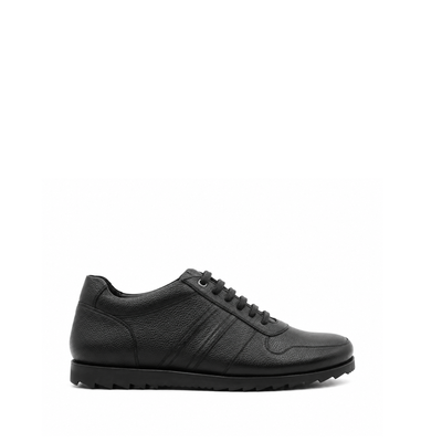 Glostrup - Men's Black Pebble Grain Leather Jogger