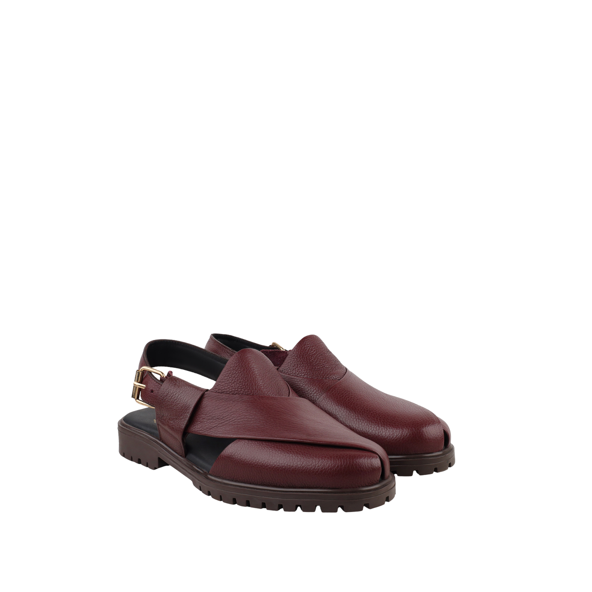 Bronx - Men's Oxblood Pebble Grain Leather Sandal