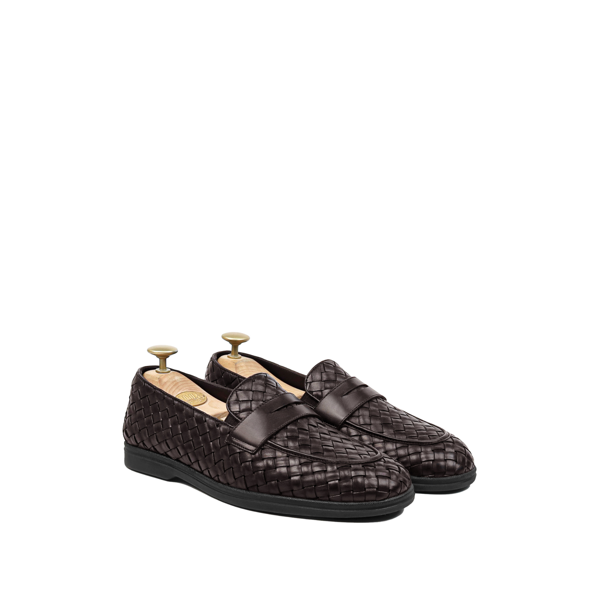 Velmora- Men's Dark Brown Hand Woven Calf Leather Loafer