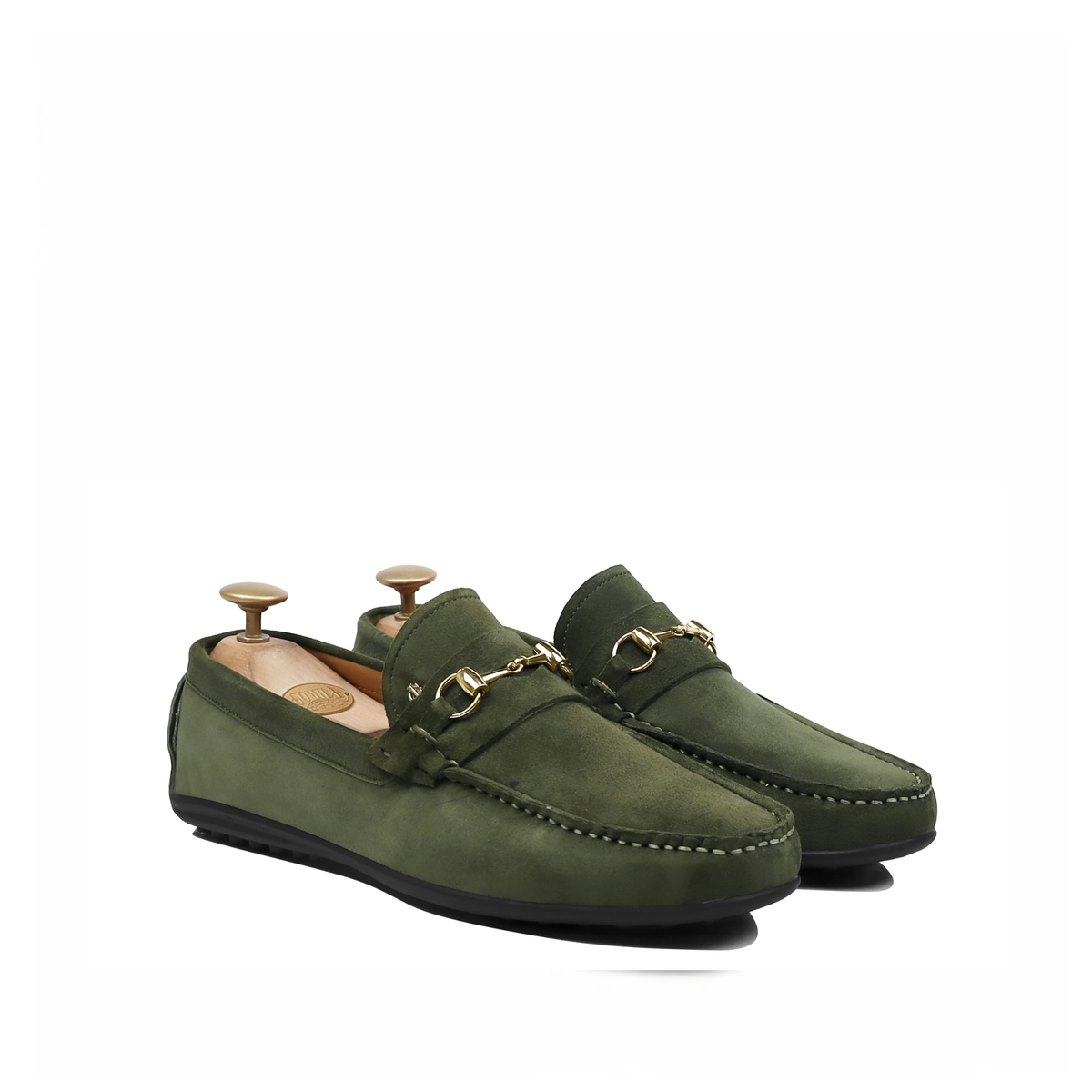 Renzo - Men's Olive Green Suede Driver Shoe