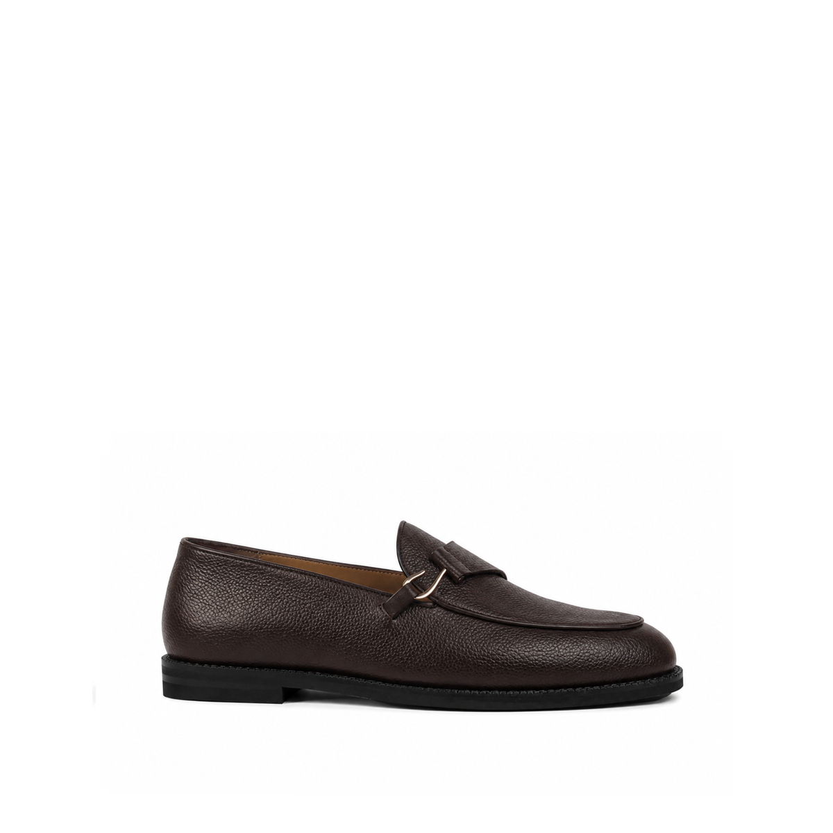 Lexoro - Men's Dark Brown Pebble Grain Leather Loafer