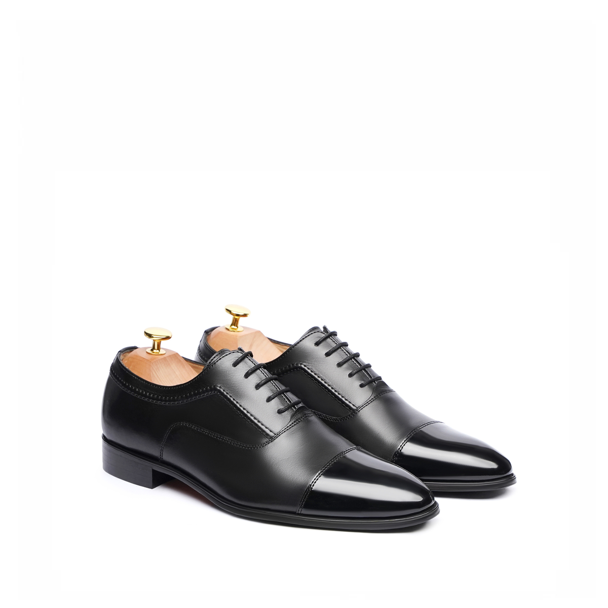Istanbul - Men's Black Calf and Box Leather High Shine Oxford Shoe
