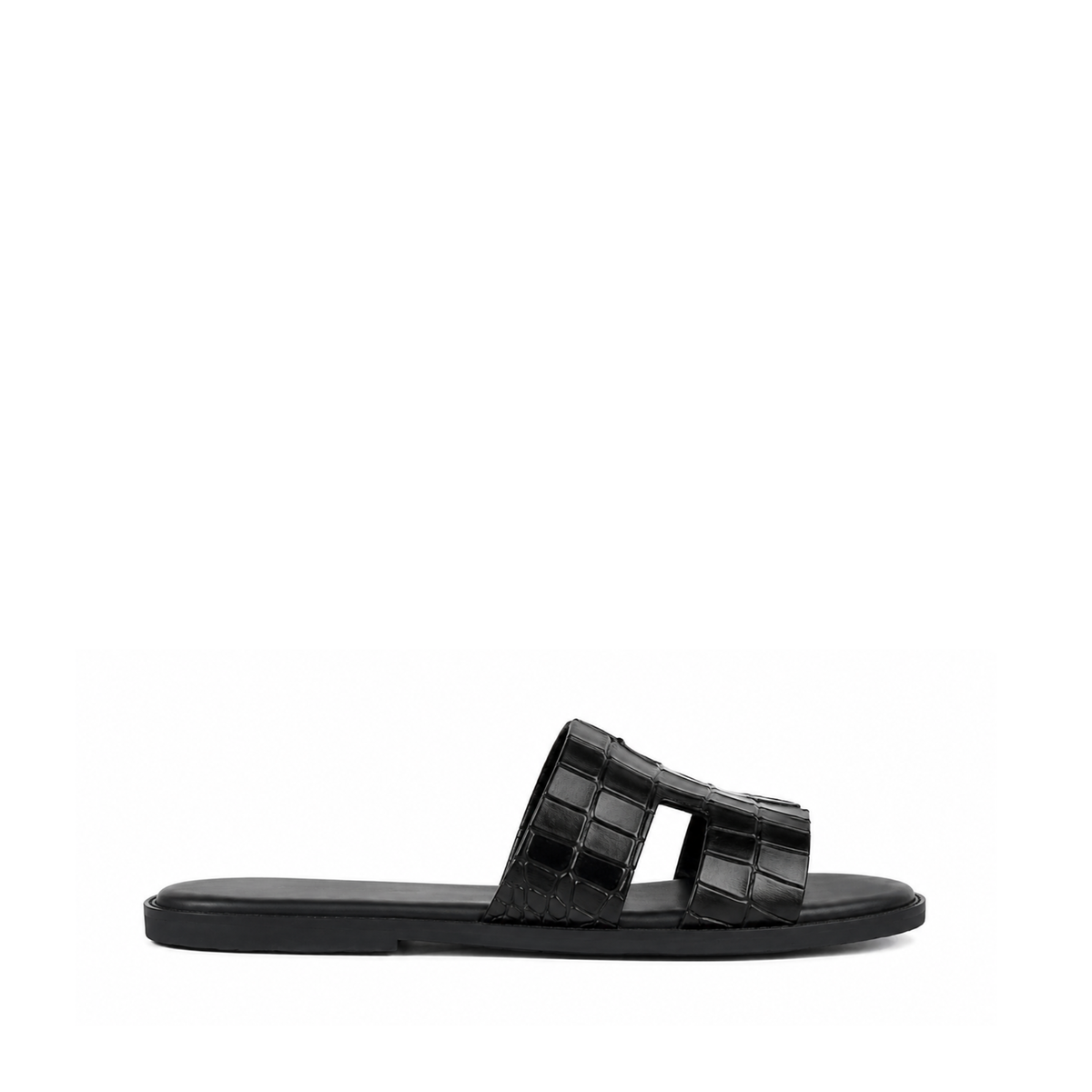 Cameron CROCO- Men's Black Crocodile Embossed Calf Leather Slipper
