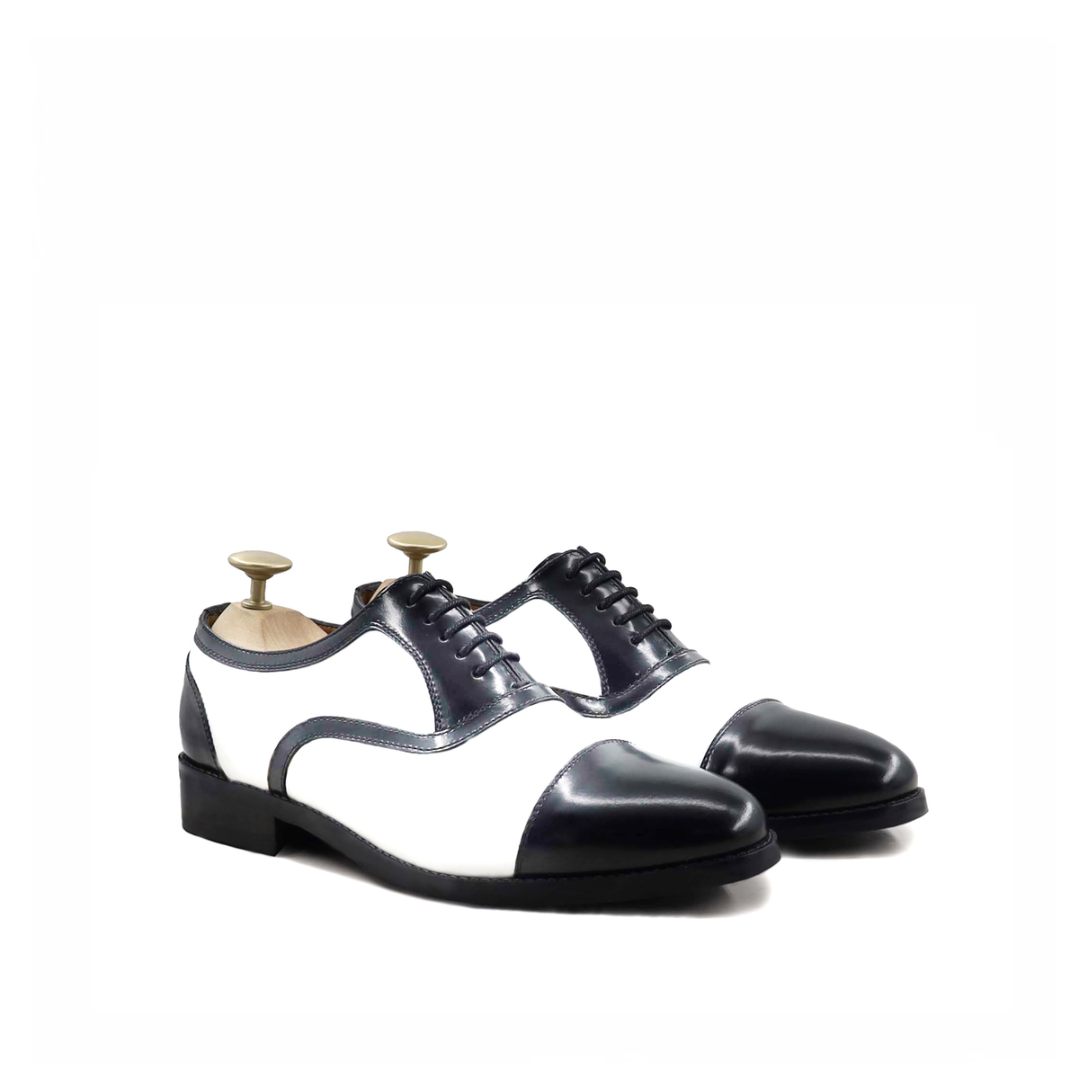 Alcapone - Men's White Calf and Patent Leather Oxford Shoe