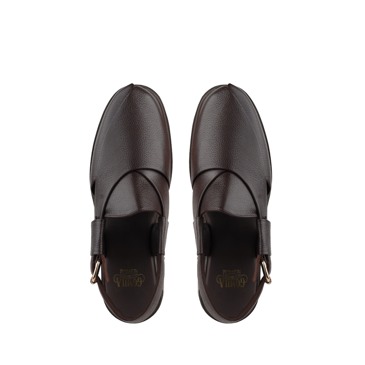Bronx - Men's Dark Brown Pebble Grain Leather Sandal