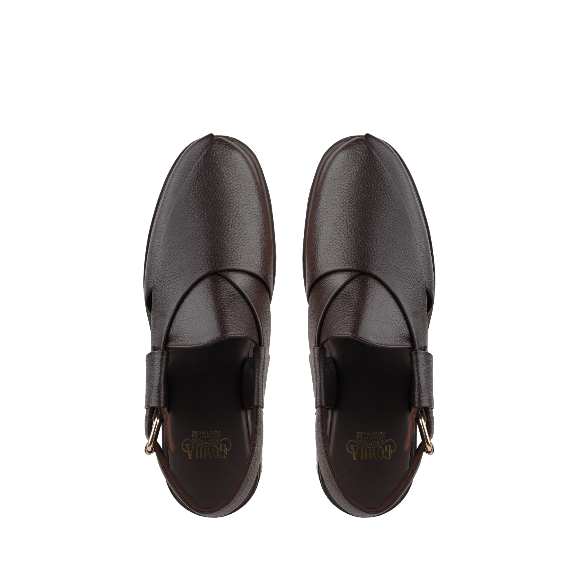 Bronx - Men's Dark Brown Pebble Grain Leather Sandal