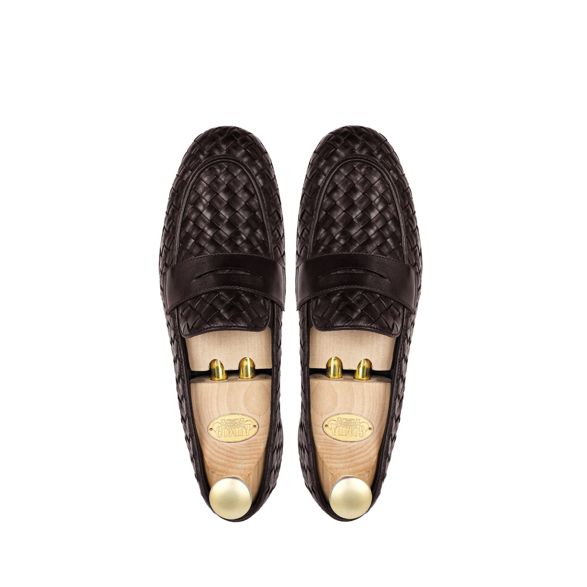 Velmora- Men's Dark Brown Hand Woven Calf Leather Loafer