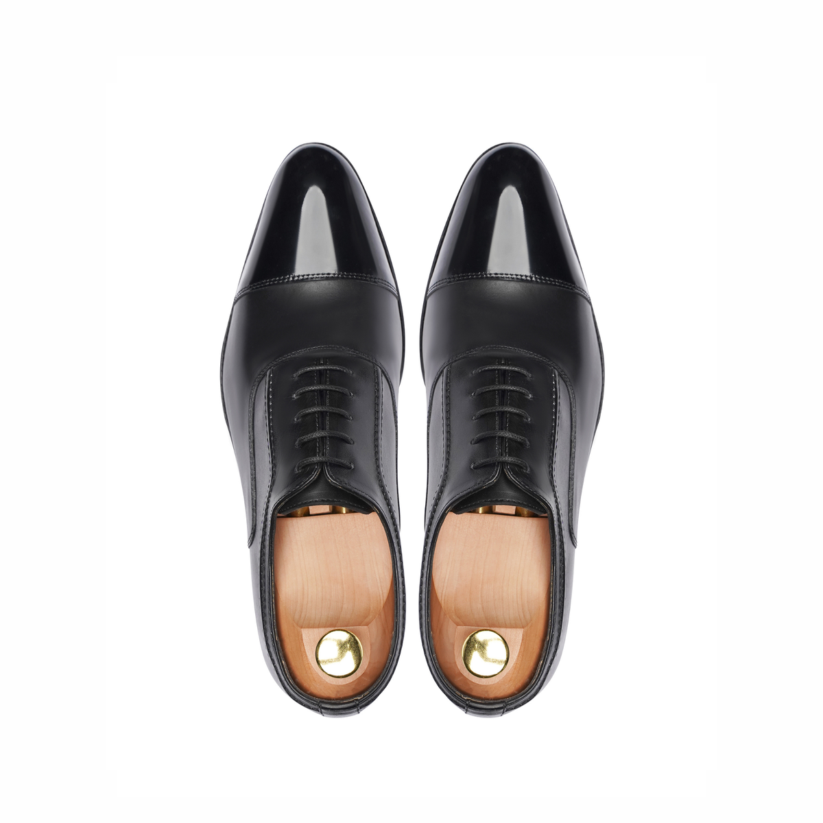 Istanbul - Men's Black Calf and Box Leather High Shine Oxford Shoe