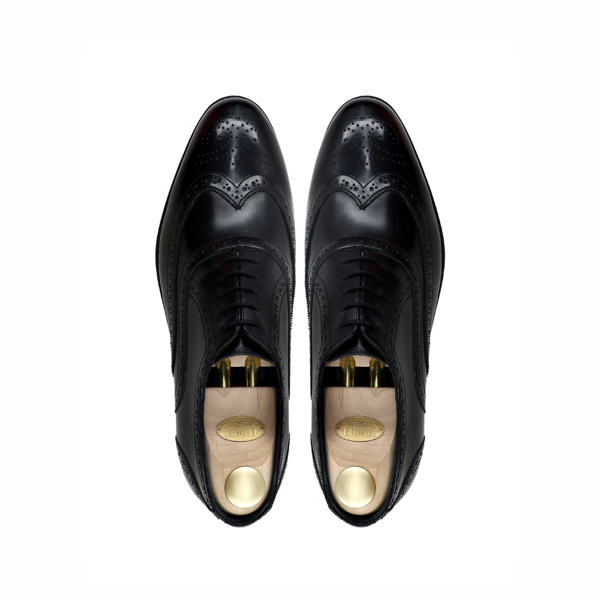 Fukiya - Men's Black Box Leather High Shine Oxford Shoe