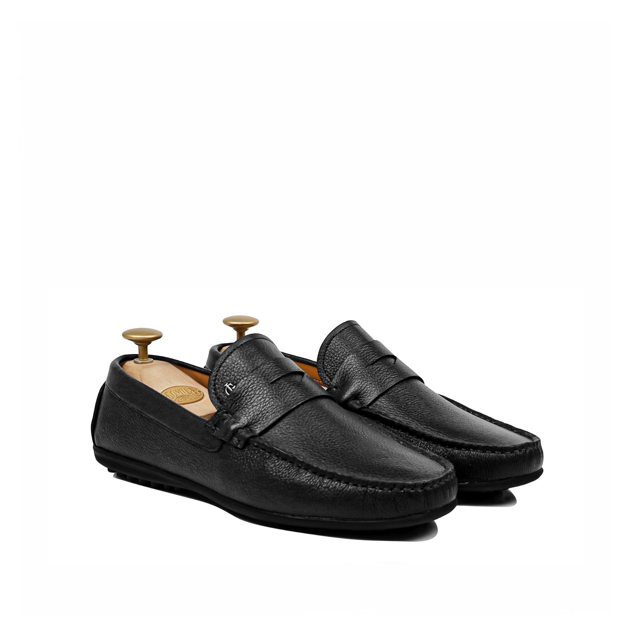 Evoke - Men's Black Pebble Grain Leather Driver Shoe