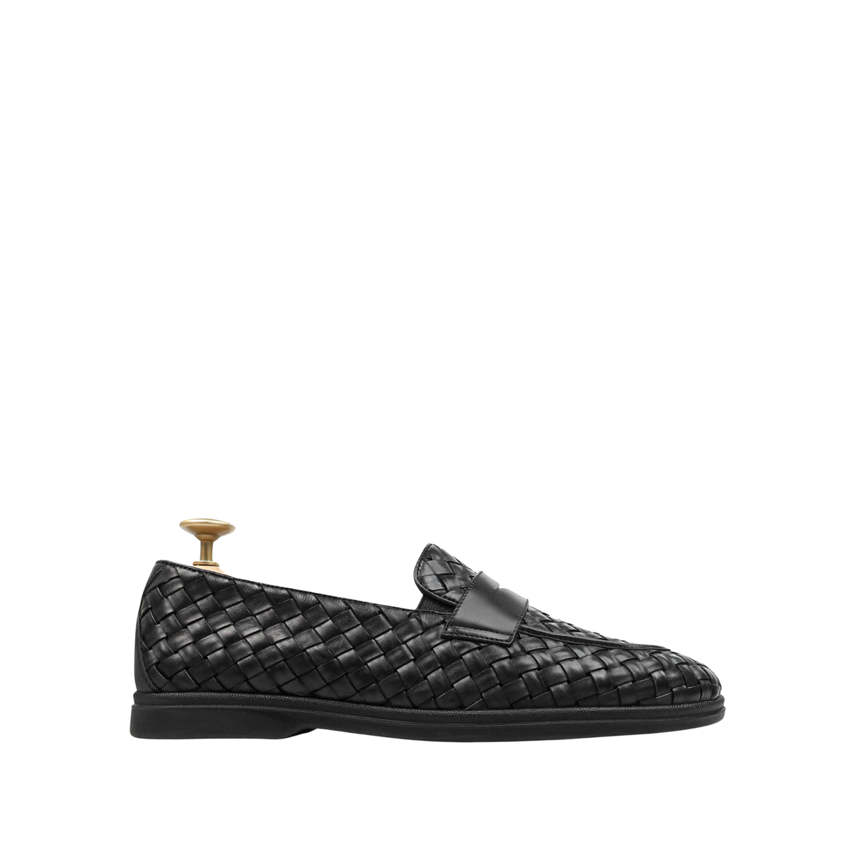 Velmora- Men's Black Hand Woven Calf Leather Loafer