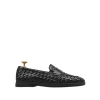 Velmora- Men's Black Hand Woven Calf Leather Loafer