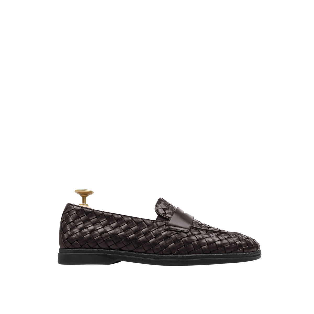 Velmora- Men's Dark Brown Hand Woven Calf Leather Loafer