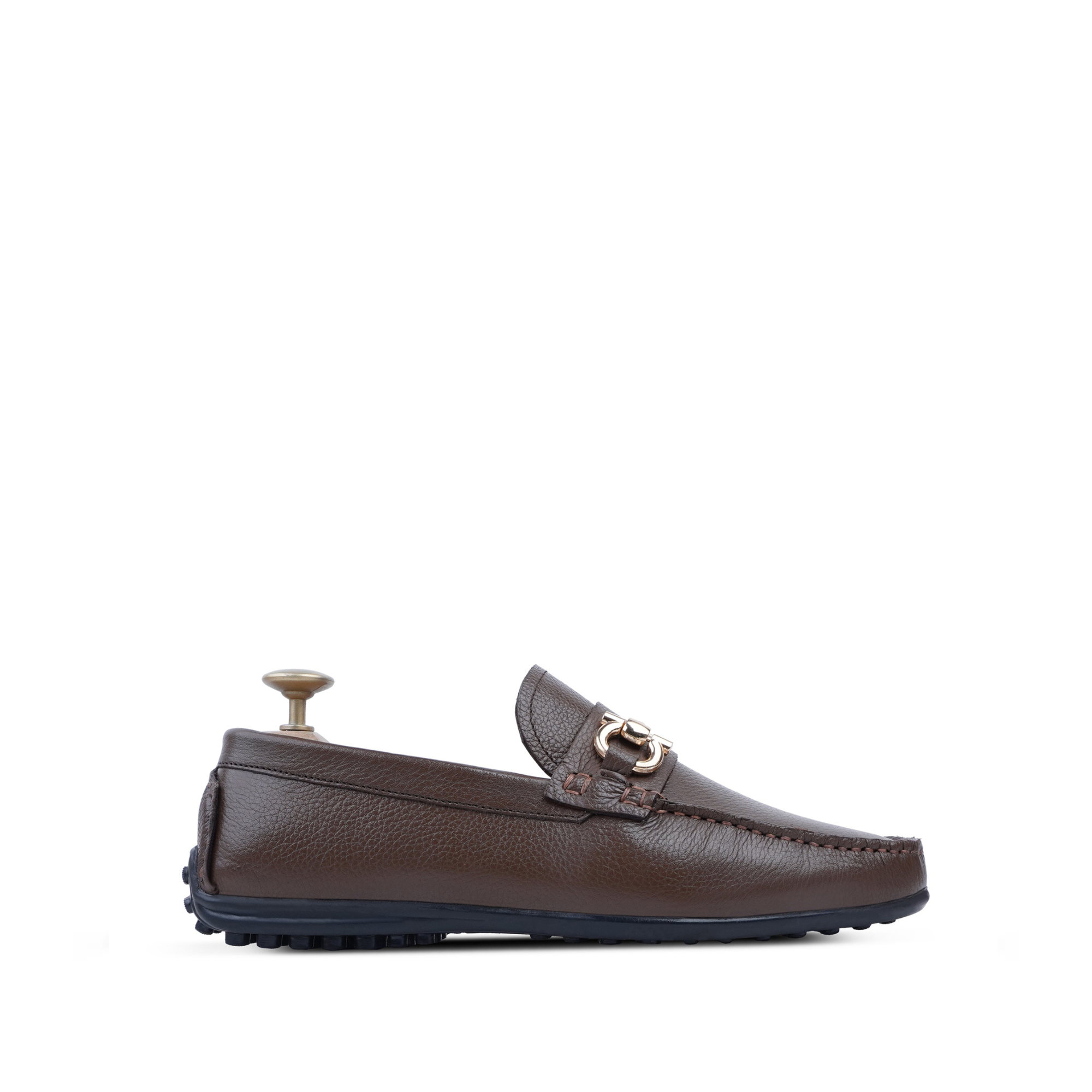 Tex - Men's Brown Pebble Grain Leather Driver Shoe