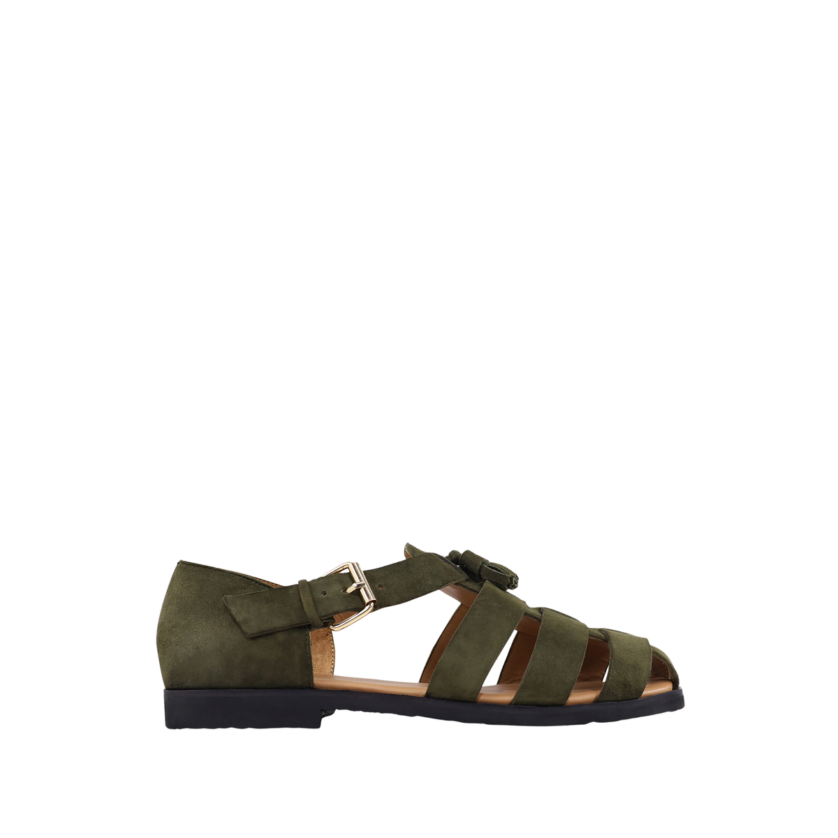 Zilpah - Men's Olive Green Kid Suede Sandal