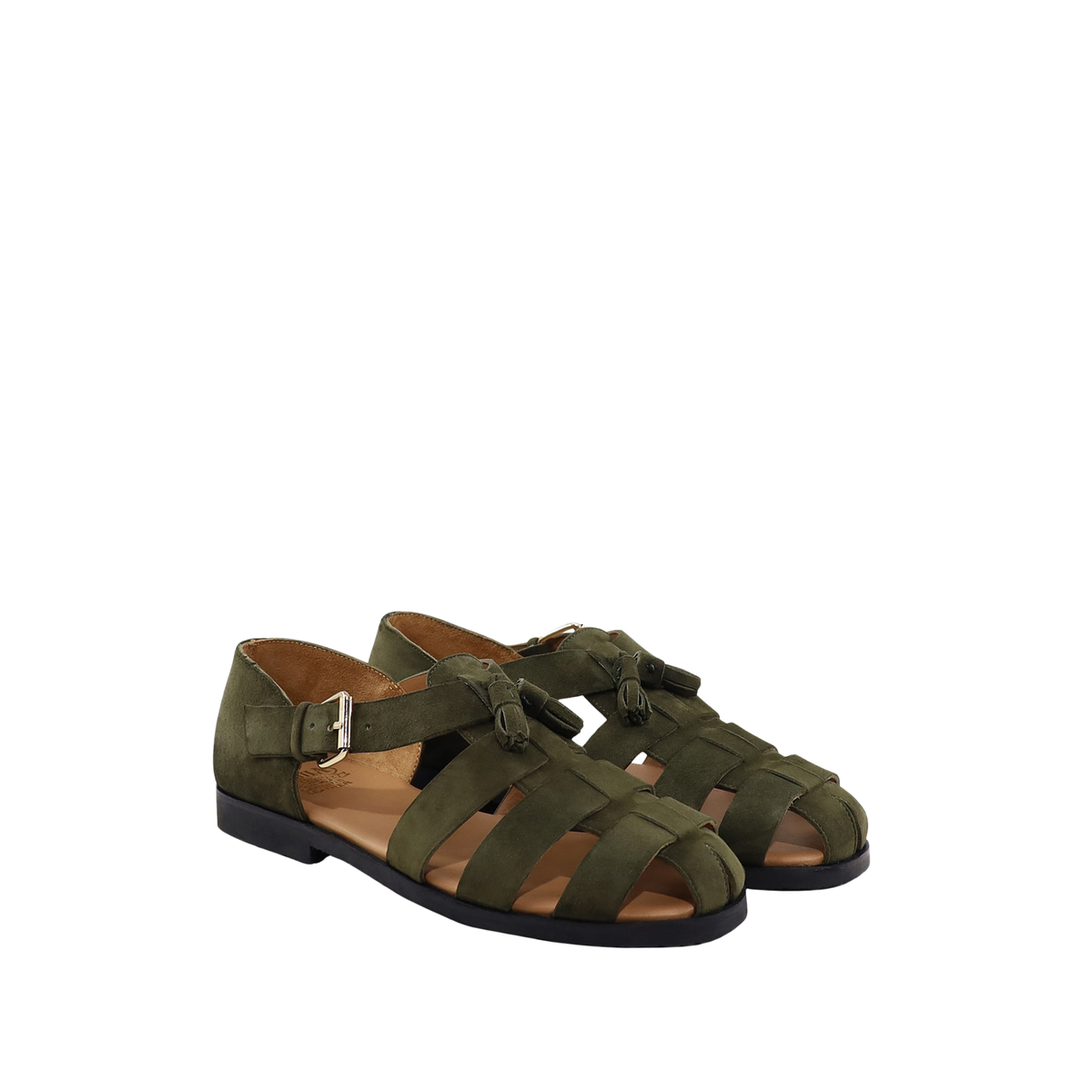Zilpah - Men's Olive Green Kid Suede Sandal