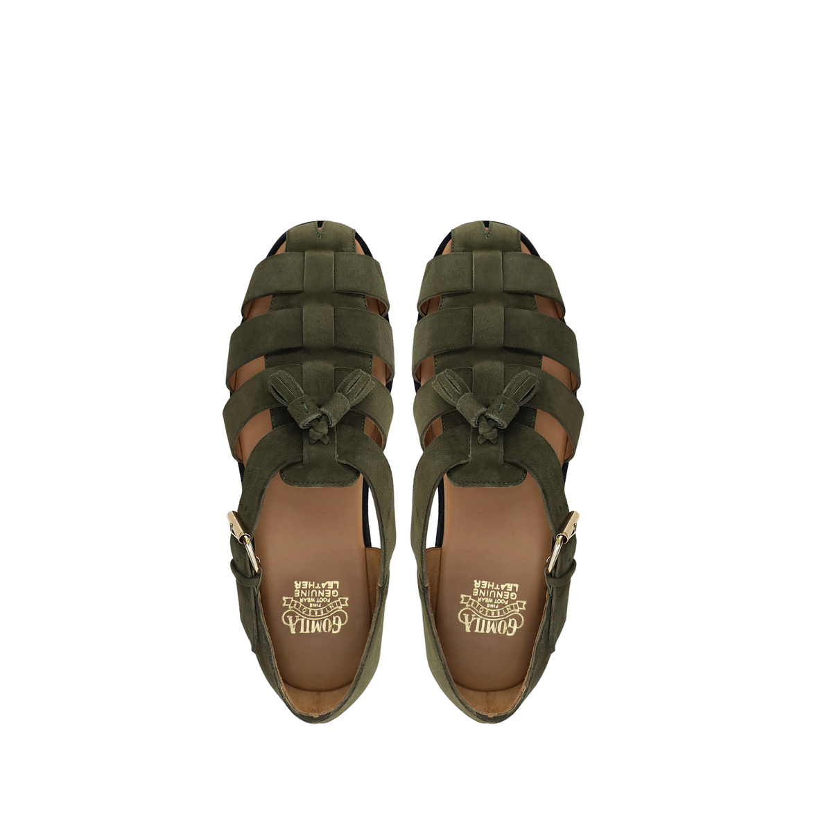 Zilpah - Men's Olive Green Kid Suede Sandal