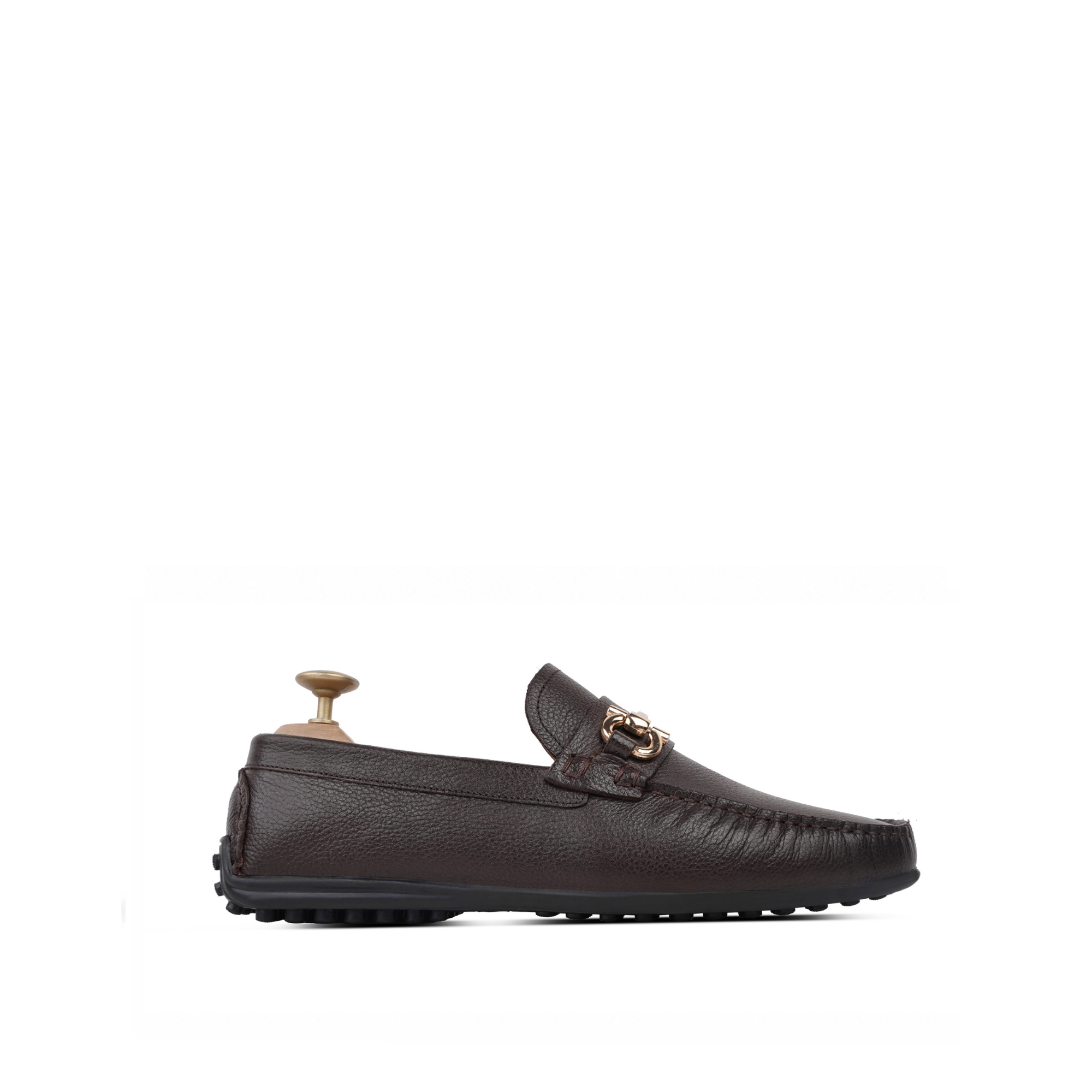 Tex - Men's Dark Brown Pebble Grain Leather Driver Shoe
