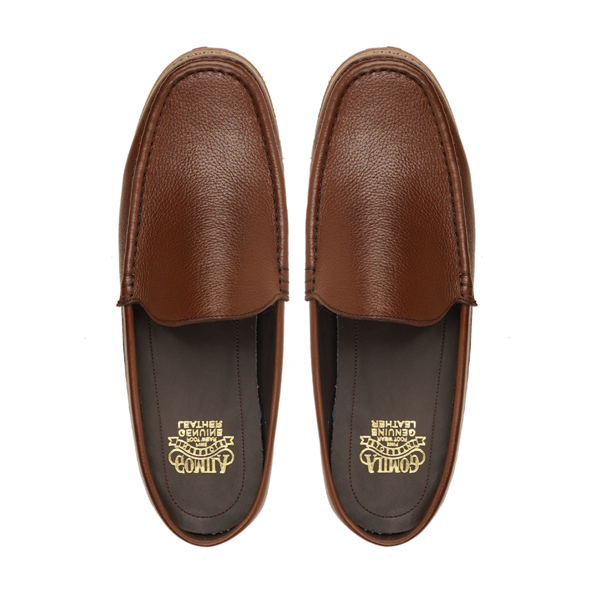 Retro - Men's Brown Pebble Grain Leather Slipper