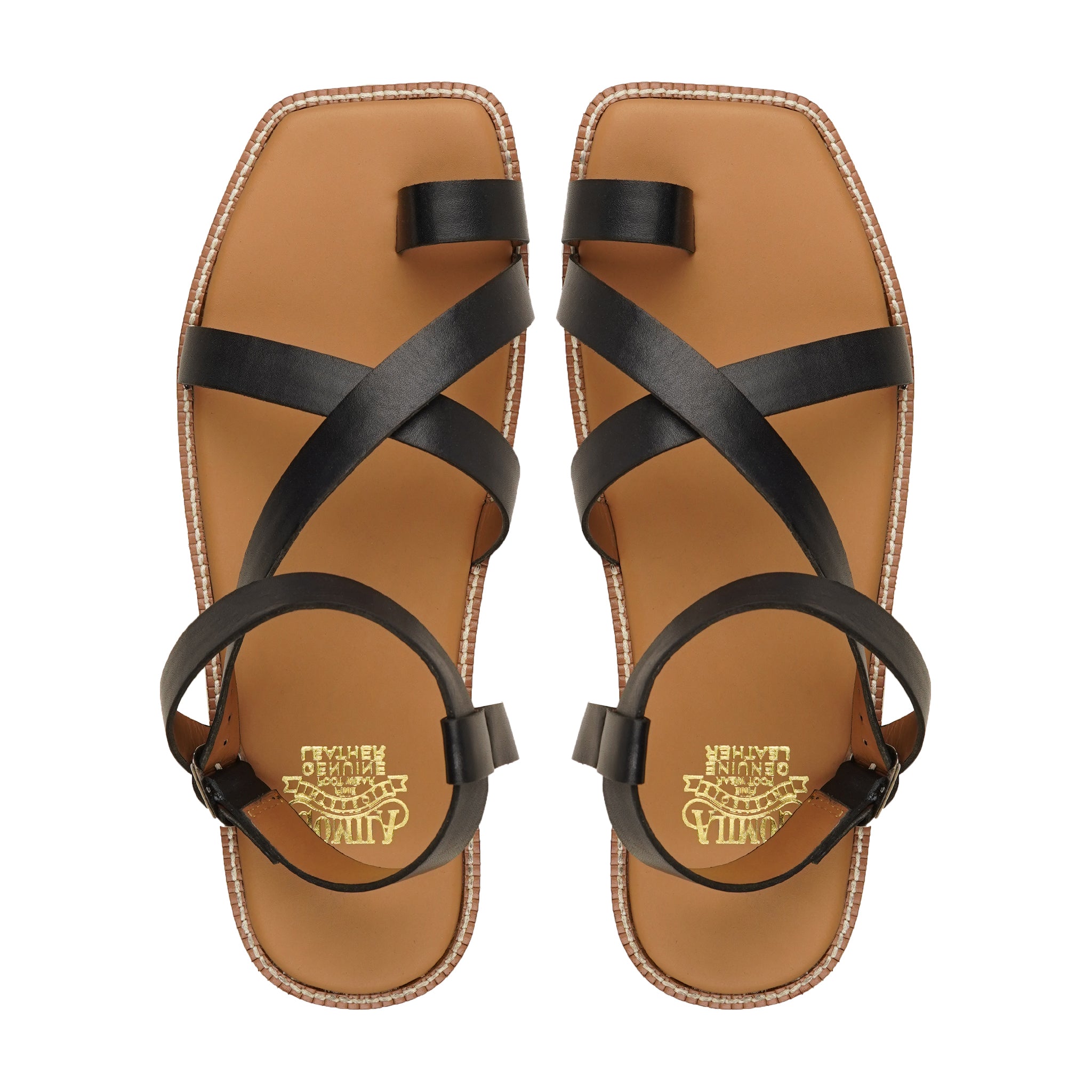 Cremona - Men's Black Calf Leather Sandal