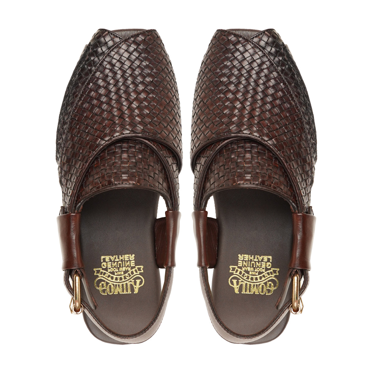 Vorginia - Men's Dark Brown Hand Woven Calf Leather Sandal