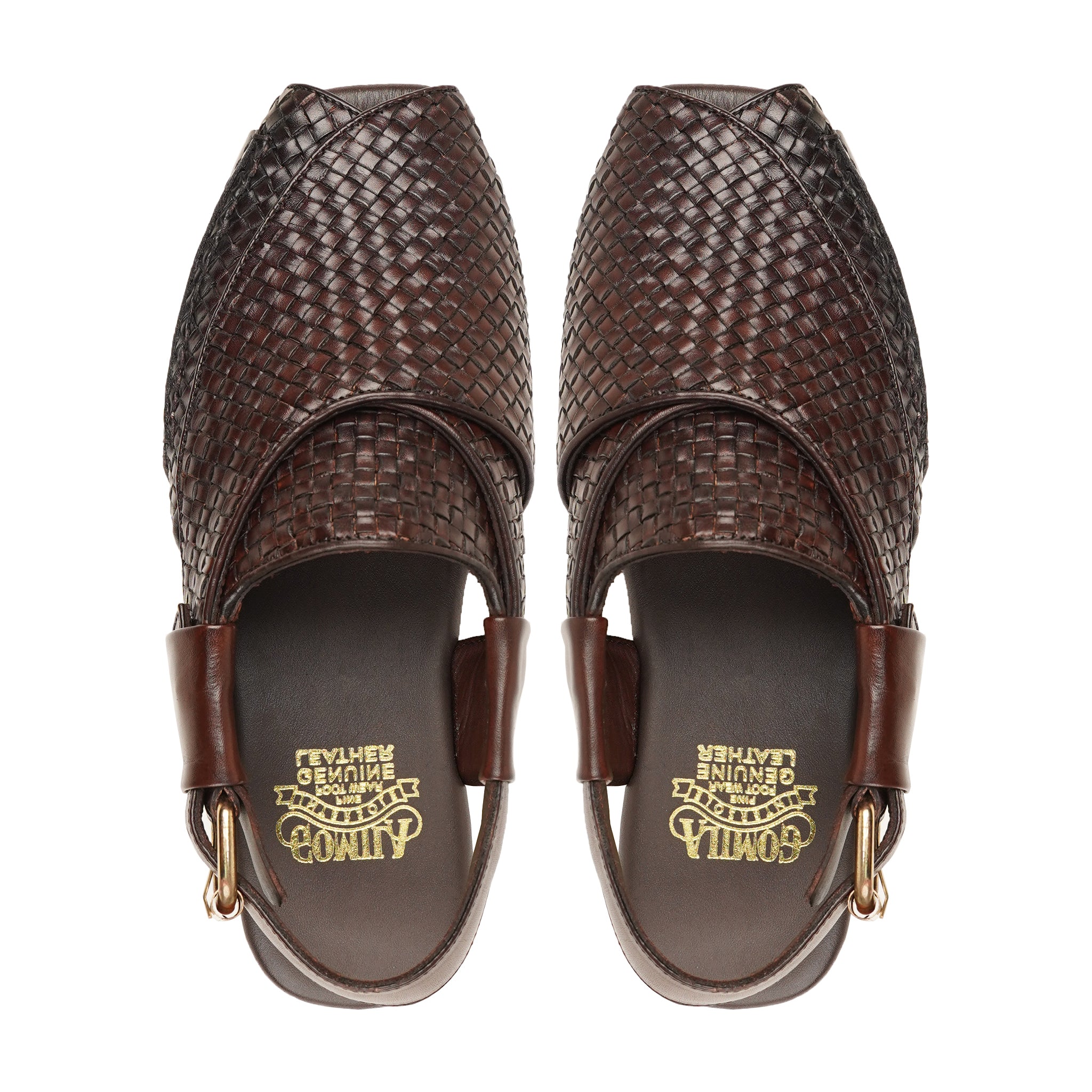 Vorginia - Men's Dark Brown Hand Woven Calf Leather Sandal