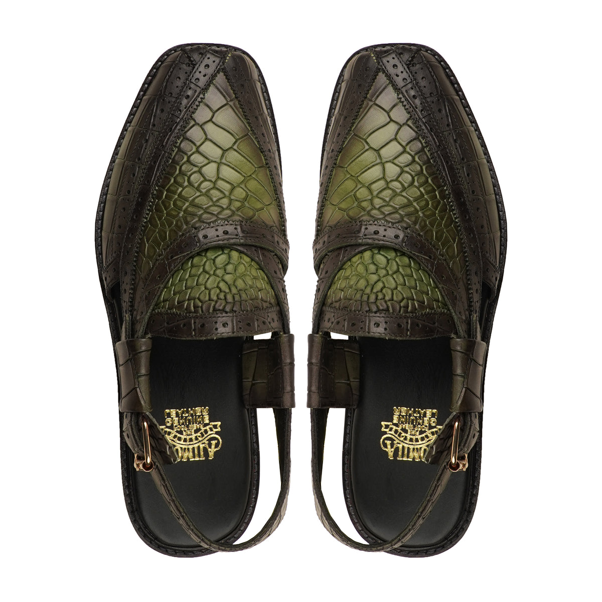 Tsukiko - Men's Burnished Olive Green Calf Leather Sandal