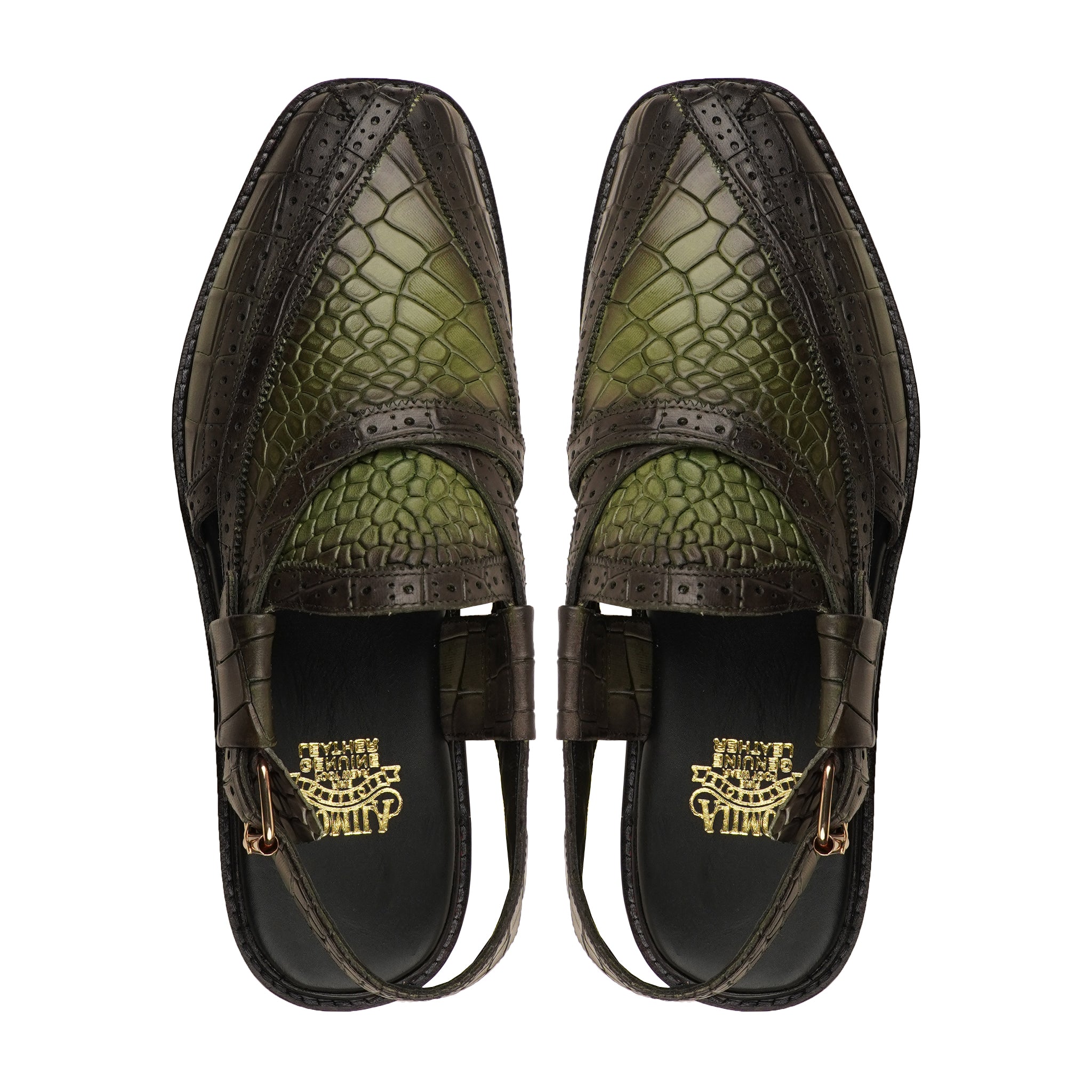 Tsukiko - Men's Burnished Olive Green Calf Leather Sandal
