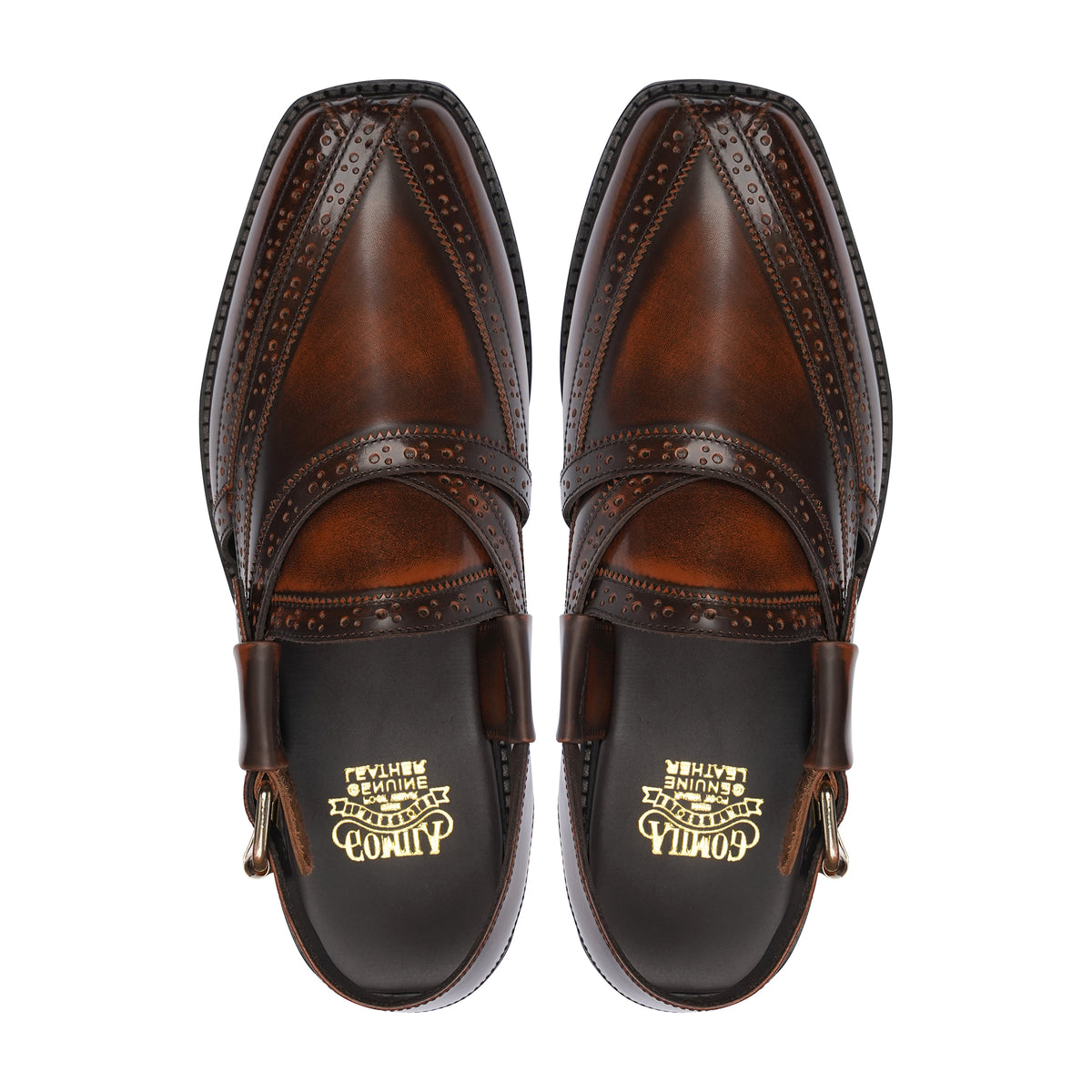 NOUROZE CHAPPAL BROWN BURNISHED - Gomila Intersole