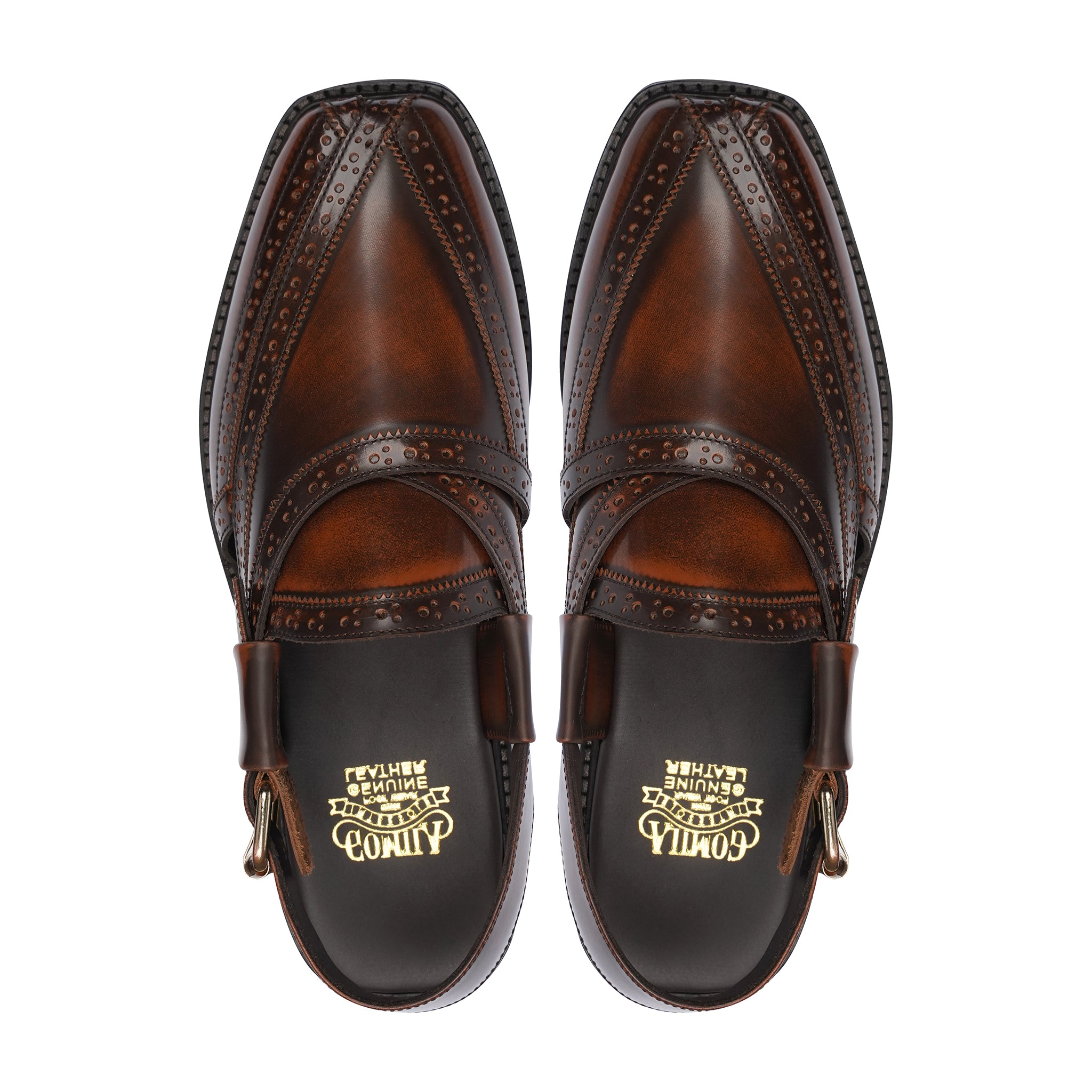 NOUROZE CHAPPAL BROWN BURNISHED - Gomila Intersole