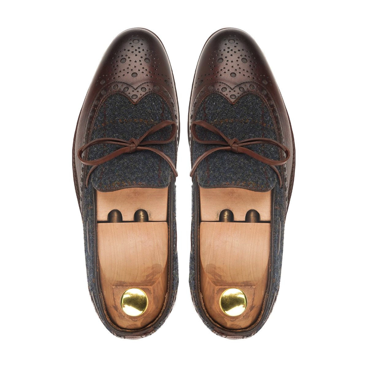 Kori - Men's Dark Brown Calf Leather and Harris Tweed Loafer