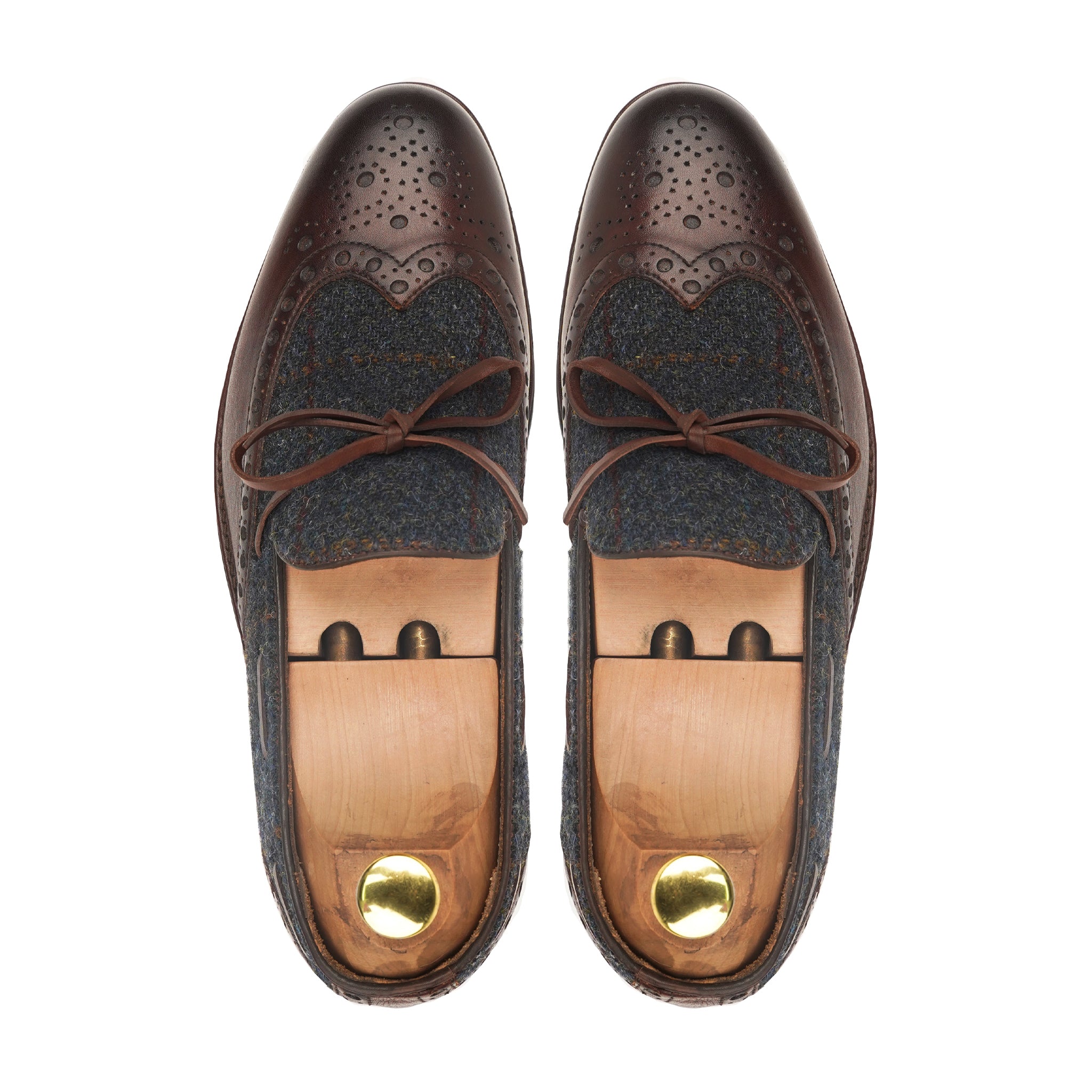 Kori - Men's Dark Brown Calf Leather and Harris Tweed Loafer