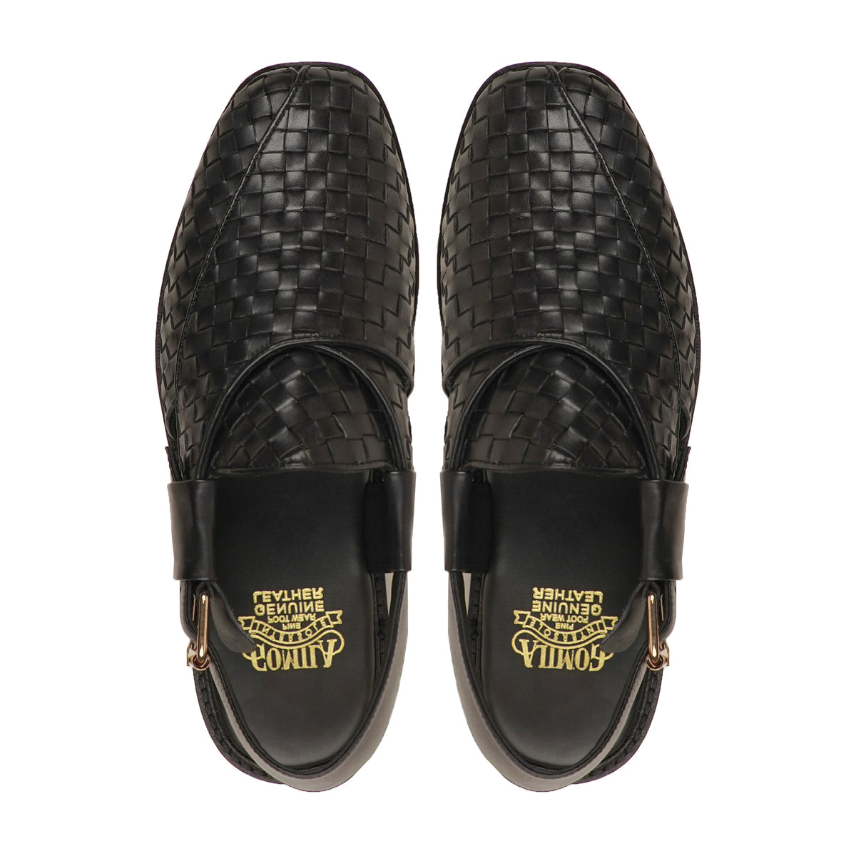 Mitsuko - Men's Black Hand Woven Calf Leather Sandal