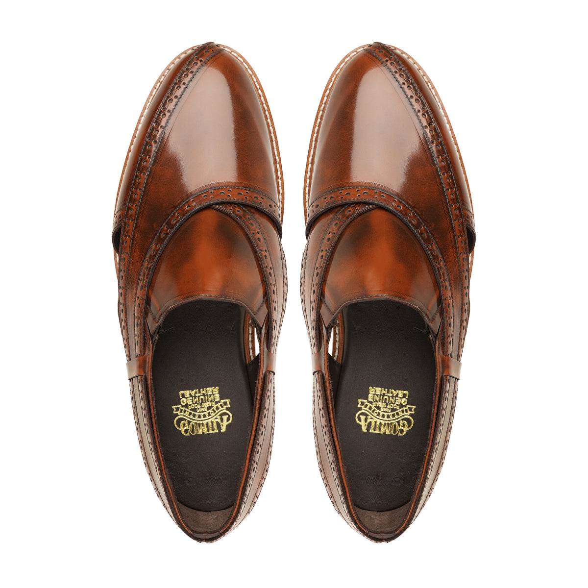 Pretoria - Men's Brown Box Leather High Shine Sandal