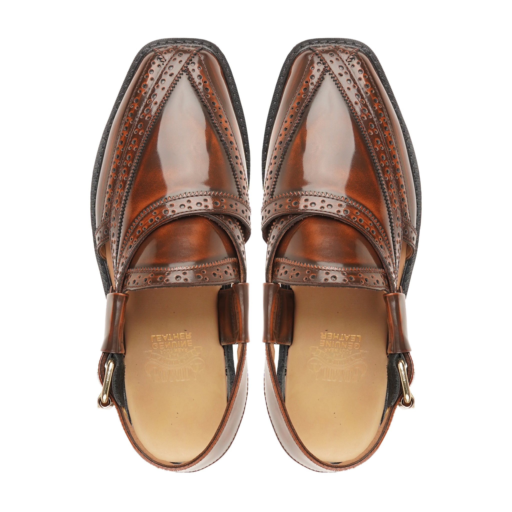 Sibasa - Men's Burnished Brown Box Leather High Shine Sandal