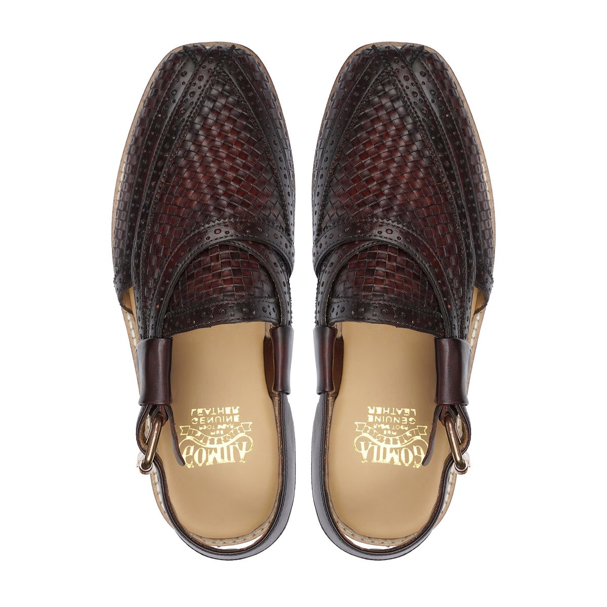 BURGUNDY WOVEN PESHAWARI CHAPPAL - Gomila Intersole