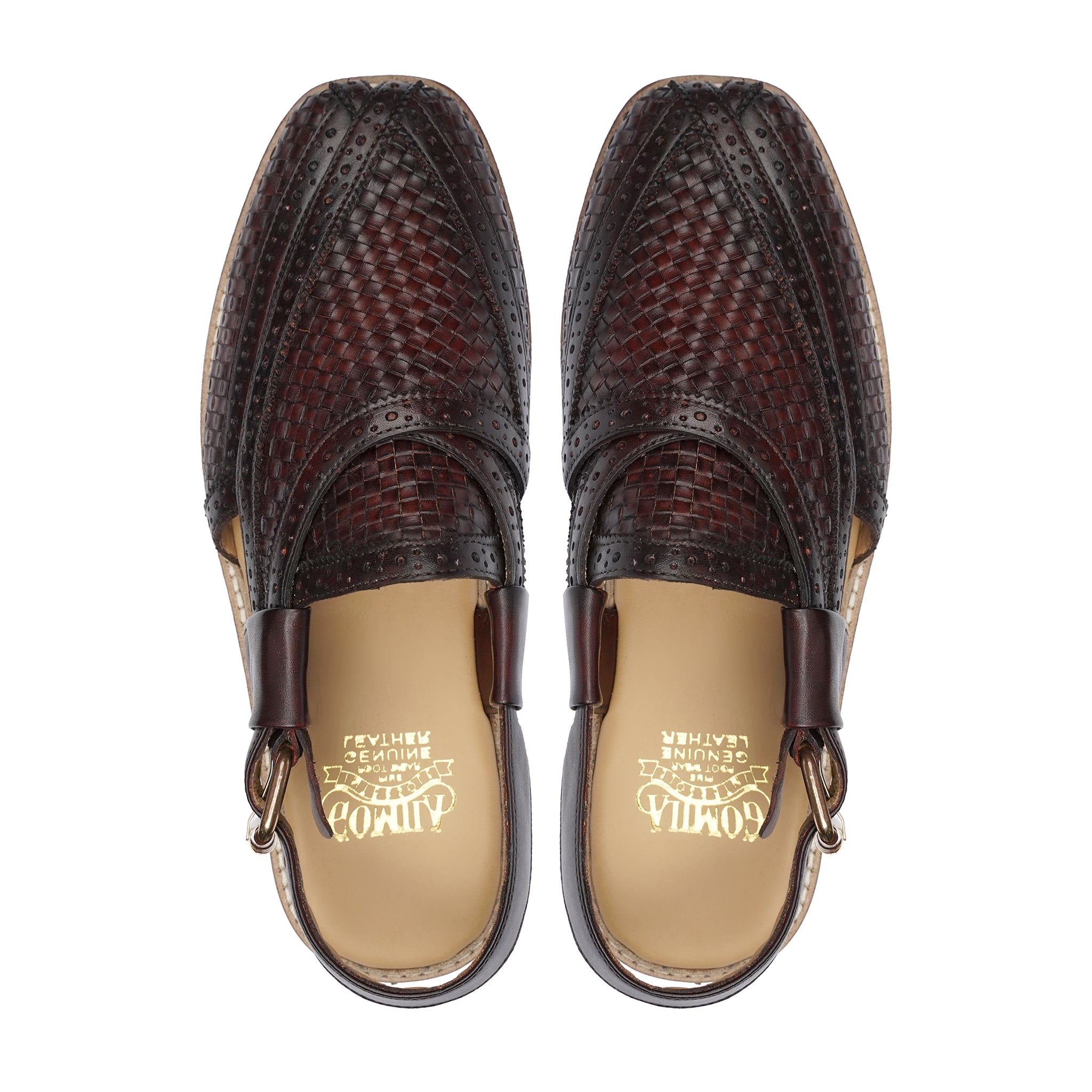 BURGUNDY WOVEN PESHAWARI CHAPPAL - Gomila Intersole