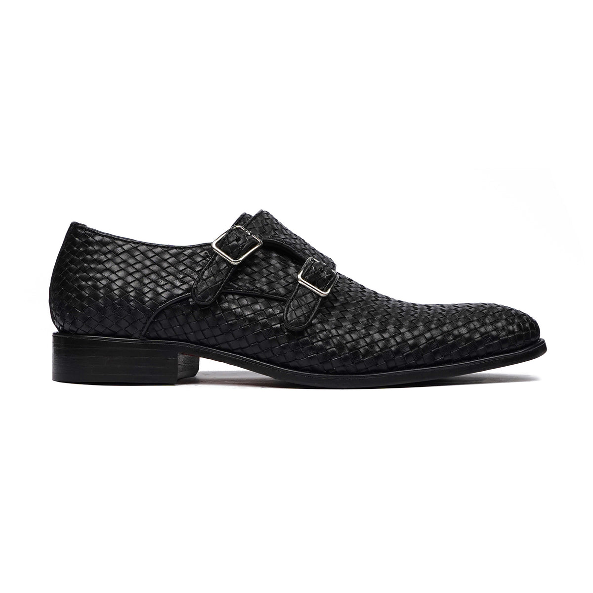 Trek - Men's Black Hand Woven Calf Leather Double Monkstrap
