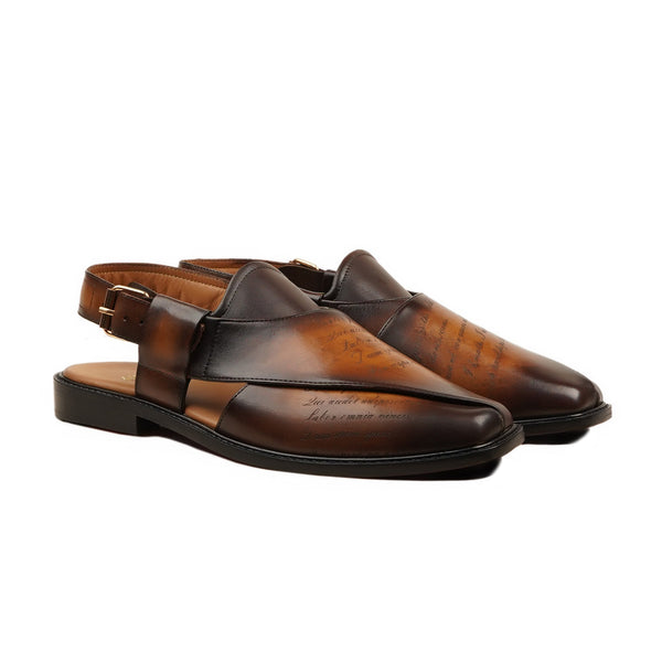 Andros - Men's Brown Golden Patina Calf Leather Sandal
