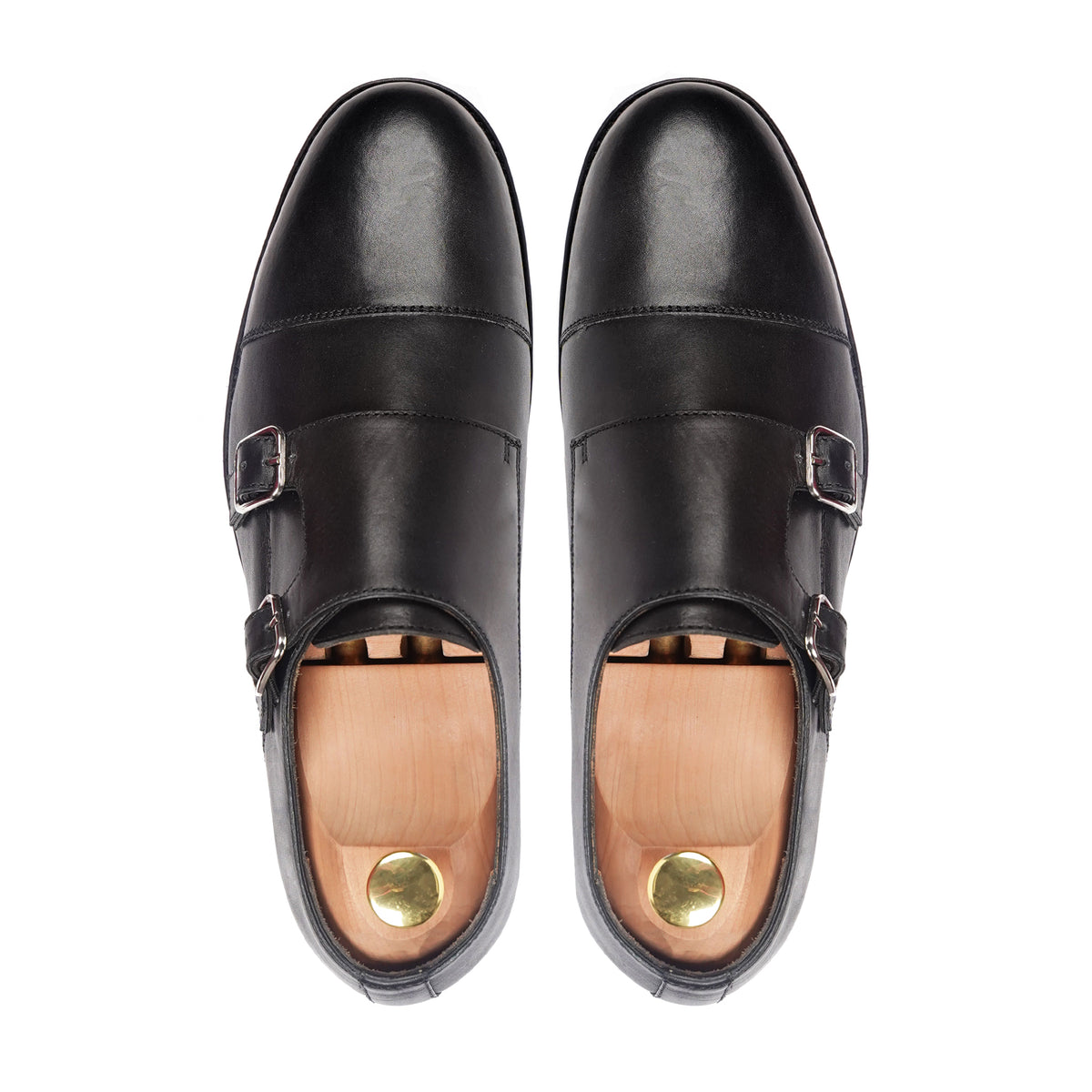 Banzu - Men's Black Calf Leather Double Monkstrap