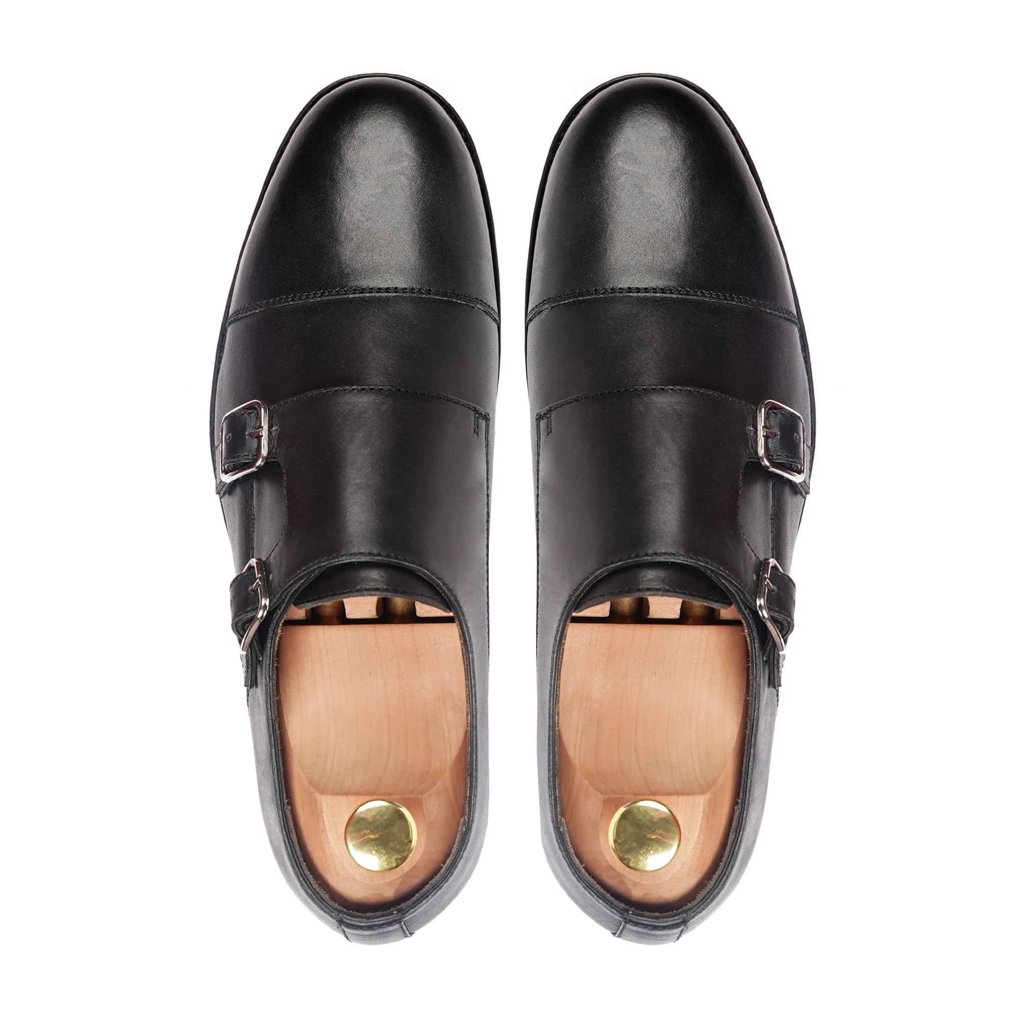 Banzu - Men's Black Calf Leather Double Monkstrap