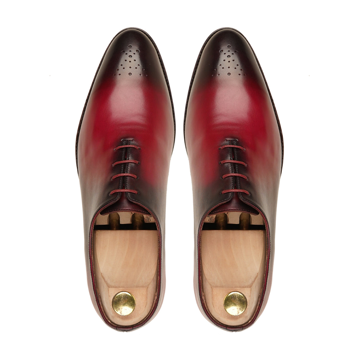 Yori - Men's Red Patina Calf Leather Wholecut Shoe