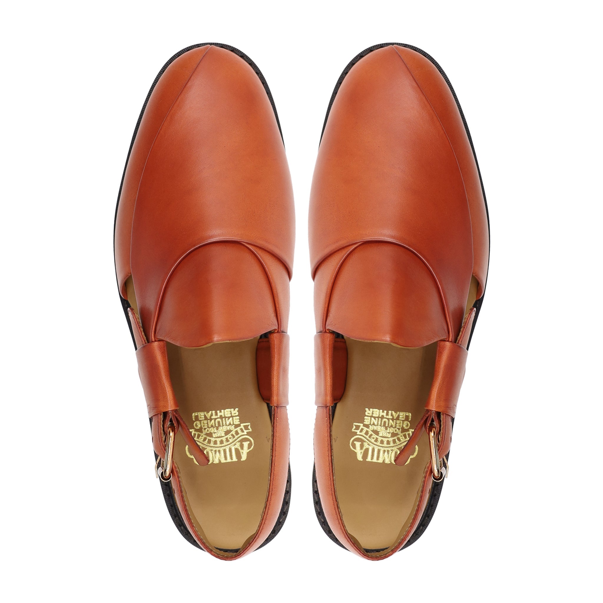 Persog - Men's Papaya Orange Calf Leather Sandal