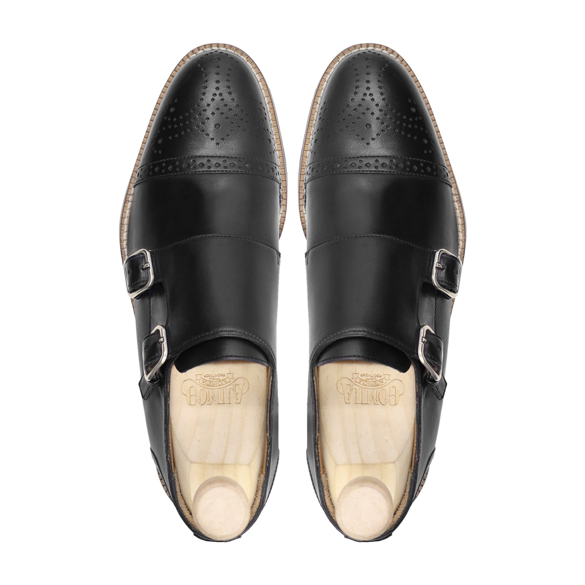 Dale - Men's Black Calf Leather Double Monkstrap